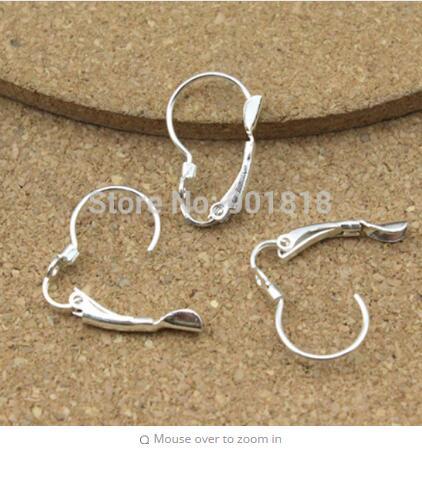 25 pair /lot 12*20mm Jewelry Findings Silver French Leverback Ear Wire Earring Hook Back Earring Stopper F1726