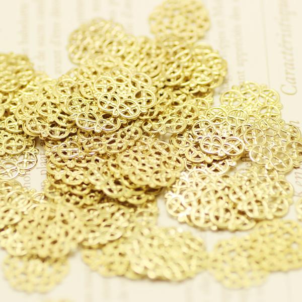 components 13.5mm decorative diy jewelry accessories connectors jewelry findings metal brass raw color filigree 150pcs/lot drop shipping