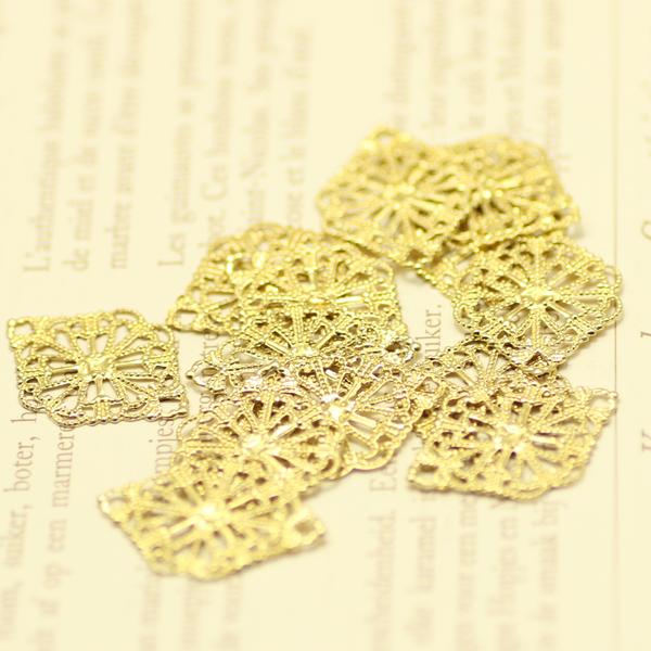 Hot21x15mm decorative diy jewelry components accessories connectors findings brass raw color hollow metal filigree 100pcs/lot drop shipping