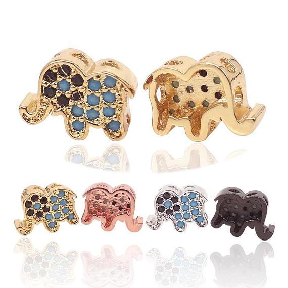 Micro Pave Turquorise CZ Elephant Charms, Cubic Zircon Elephant, Elephant Charms, Bracelet Connector, Elephant Jewelry, 4 Colors