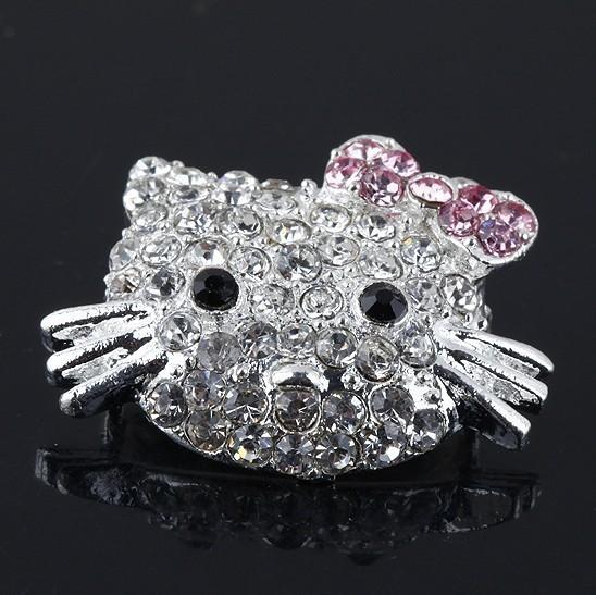 Silver plated Mix Crystal Rhinestone Hello Kitty Connectors Charm Beads For Side Ways Bracelet Diy Jewelry Findings