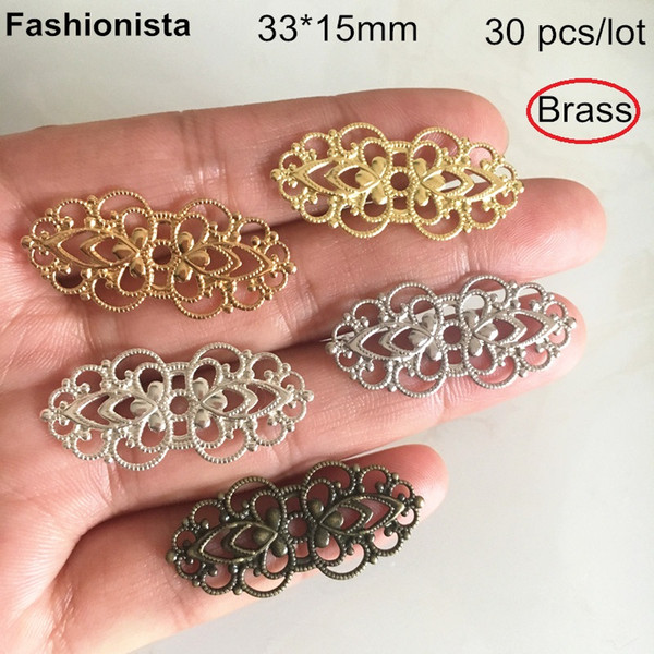 30 pcs -33*15mm Brass Filigree Connectors For Jewelry Making,Oval Filigree Brass Connectors,Gold-color,Silver-color,Bronze,Steel