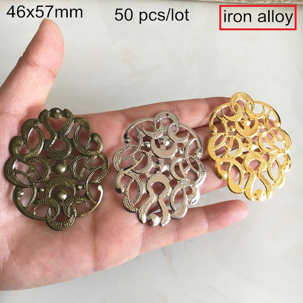 50 pcs Metal Filigree Oval Charm Connectors,Gold-color,Steel color,Bronze,Metal Scroll Flower,DIY Crafts,Jewelry Supplies