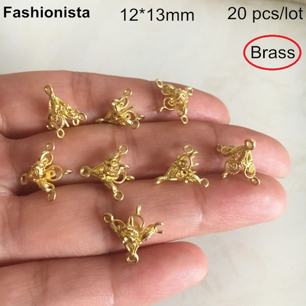 20 pcs 3D Trumpet Shape Jewelry Connectors With 5 Loop,12*13mm Raw Brass Casting Crafts,DIY Accessories