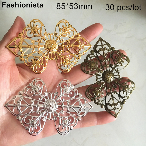 30 pcs Large Butterfly Filigree Connectors 85*53mm Gold-color,Silver-color,Bronze,Metal Filigree Bowknot For Jewelry Crafts -DGG