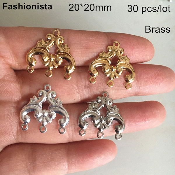 30 pcs Chandelier Connectors For Earrings,20*20mm,Gold-color,Silver-color,Steel Color,Raw Brass, 1 to 3 Links For Jewelry -HY