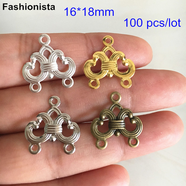 100 pcs of 3 Loop Connectors For Jewelry Making,Metal Stamping Crafted Connectors,Gold-color,Silver-color,Steel,Bronze 16*18mm