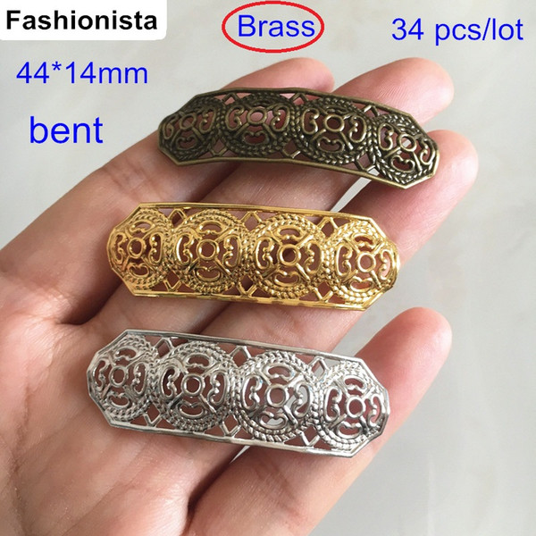 34 pcs Long Octagon Bent Brass Filigree Connectors,44*14mm Brass Jewelry Connectors,Arch Shape Octagon Brass Links For DIY Craft