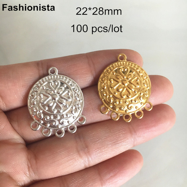 100 pcs Thick Metal Multi-loop Connectors For Earrings DIY,22*28mm,Gold-color,Silver-color,1 to 5 Chandelier Connector For Jewel