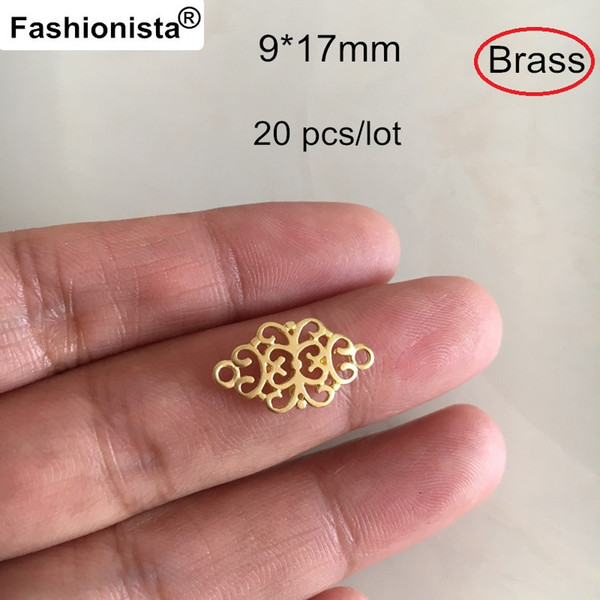 Fashionista NEW - 20 pcs Raw Brass Filigree Connectors,9*17mm Brass Jewelry Connectors,Good Quality DIY Jewelry Findings