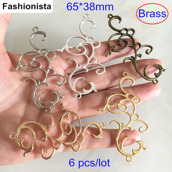 6 pcs Crafted Filigree Brass Connectors,65*38mm Brass Cast Jewelry Connectors,Link,DIY Supplies,Dragon Shape Charm Connectors