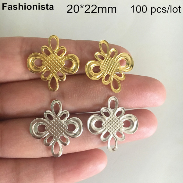 100pcs Gold-color,Silver-color Metal Stamping Lantern Shape Connectors 22*20mm Chinese Knot Charm Connectors,DIY Crafts Supplies