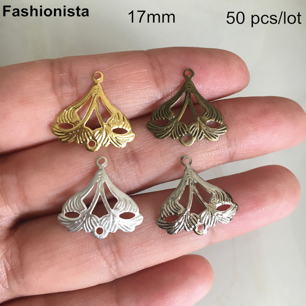 50 pcs Metal Stamping Crafted Triangle Connectors For Earrings Making,17mm,Gold-color / Silver-color / Steel-color / Bronze,DIY Findings