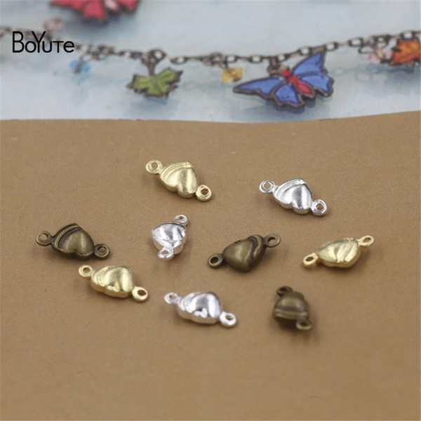 BoYuTe 200Pcs 10*5MM HOT Sale Metal Brass Heart Connector Charms DIY Connectors Jewelry Findings Jewelry & Accessories