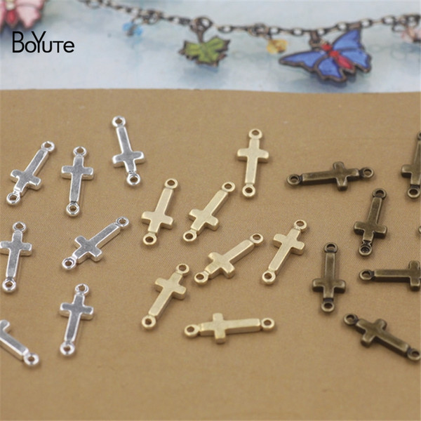 BoYuTe 200Pcs 14*5MM Cross shape Connector Charms Metal Brass Fashion DIY Jewelry Accessories Jewelry Findings & Components