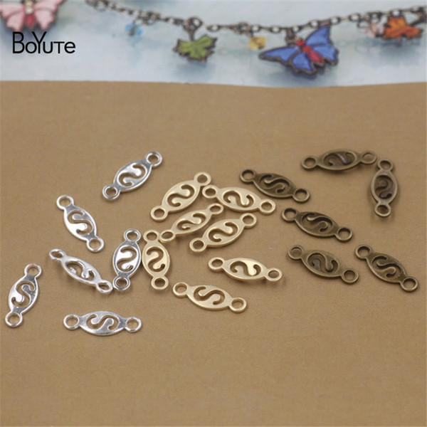 BoYuTe 200Pcs 14*5MM HOT Sale Metal Brass Filigree S shape Connector Charms DIY Jewelry Findings Components