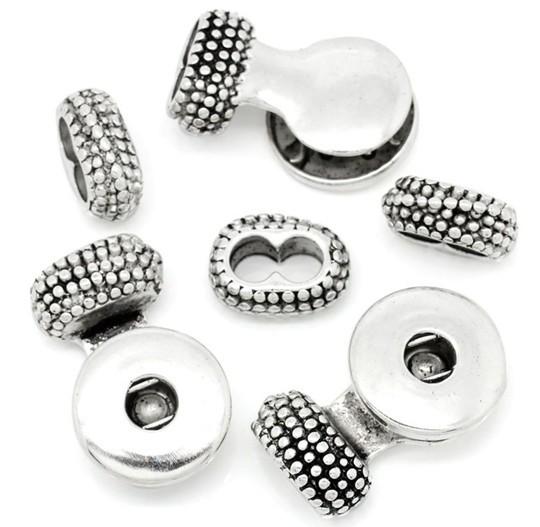 Noosa 2 Styles Metal Silver Crystal Clasps & Hooks 18mm Snap Buttons Connector Buckle For DIY Bracelet Jewelry Findings