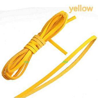 Bracelets Cords 3mm Flat Leather Rope Single Velvet Pu Imitate DIY Keychains Multi Handmade Bangle Yellow Narrow New Jewelry Accessories 30m