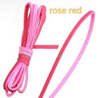 Braided Ropes Flat Leather Cords 3mm Narrow Single Velvet Rose Red Imitate Wire DIY Necklaces Bracelets Jewelry Making Fashion Findings 30m