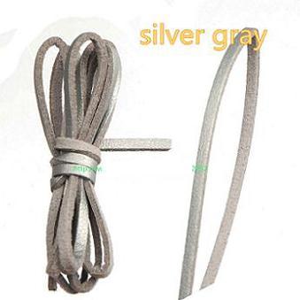 DIY Bangles Cords 3mm Flat Narrow Wire Necklaces Choker Collar Braided Ropes Single Velvet Imitate Leather Silver Gray Jewels Material 30m