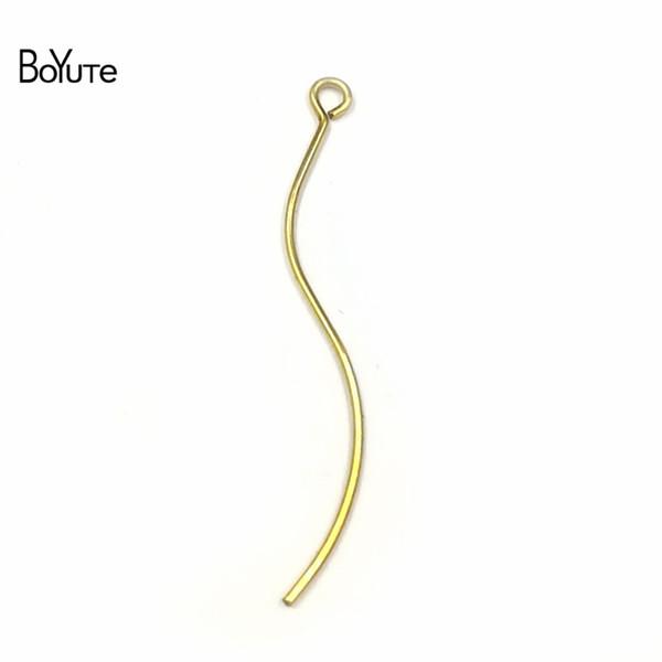 BoYuTe 100Pcs 0.8*48MM Metal Copper S Shaped Pins with Loop Diy Hand Made Jewelry Accessories Parts