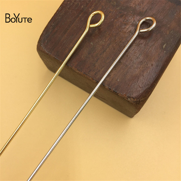 BoYuTe 10Pcs 2*330MM Metal Iron Wire Accessories with Loop for Hand Made Diy Hair Jewelry Findings Components