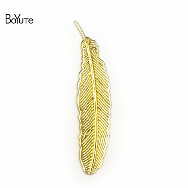 BoYuTe 200 Pcs 34 MM Metal Brass Stamping Plate Feather Diy Hand Made Jewelry Findings Components