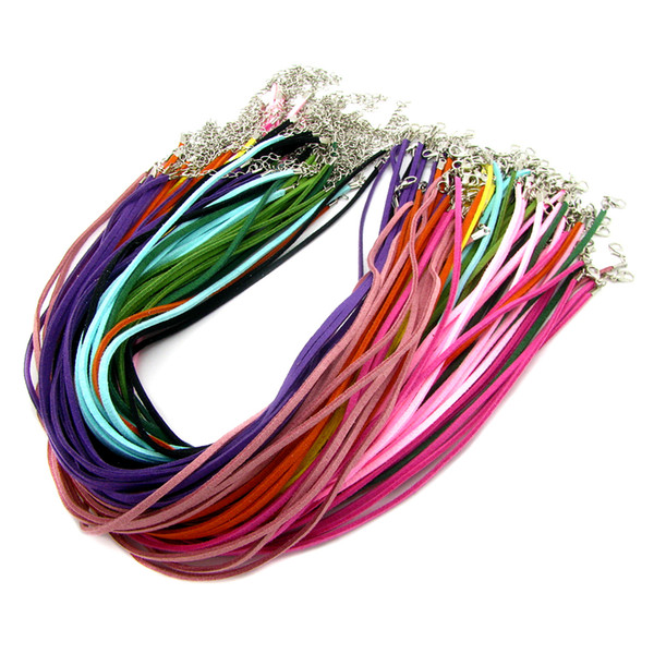 100pcs/lot Suede Cord Mix Colour Korean Velvet Cord Necklace Rope chain Lobster Clasp DIY Jewelry Making