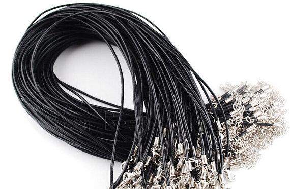 Best Wholesale Jewelry Components Lots Leather Necklace Black Real Leather 2mm Cord Lobster Clasp Fit Pendant