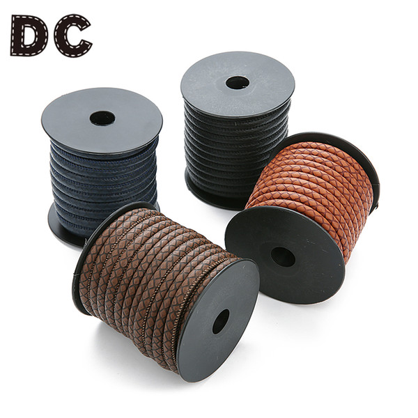 DC 2018 New Fashion 10Meter/roll Dia 6mm Black Brown Round PU Leather Cord Rope Thread for Bracelets DIY Jewelry Findings