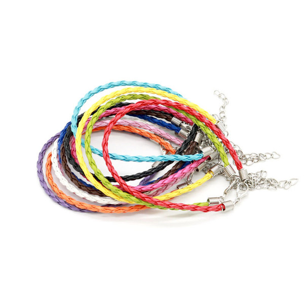 Cheap Bracelet 60pcs/lot Mix Colors Weave Braide Imitation Leather Bracelet Cord For Fashion Jewelry Bracelet DIY Making