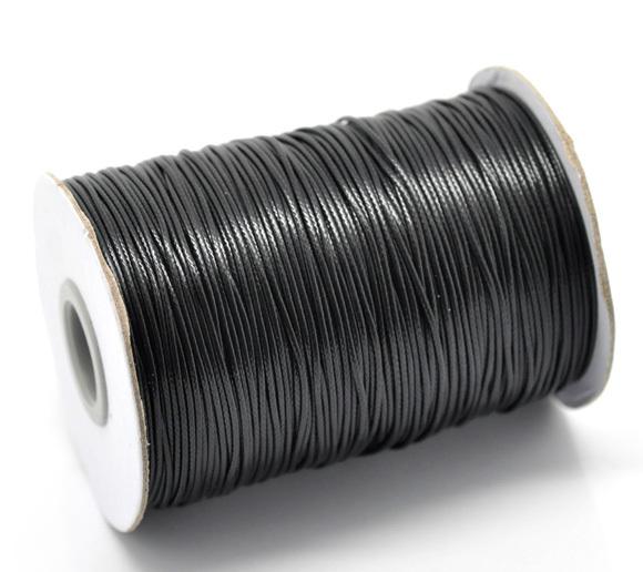 JLB 1 Roll (180m) 1mm Wholesale Fashion Black Waxed cotton Cords fit bracelet/necklace DIY Materials Accessories Free shipping