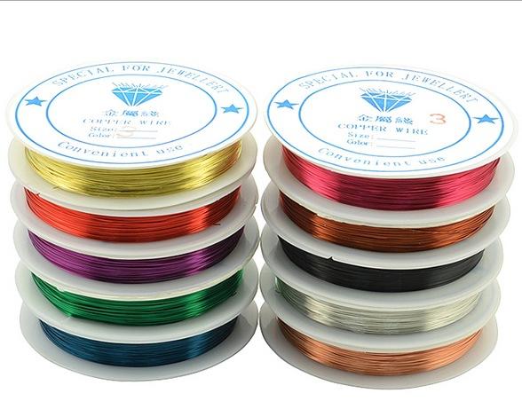 1mm 18 gauge 2m/roll 10rolls/lot Mixed Colored round Copper Wire DIY Jewelry Bracelet earring wire memory wire