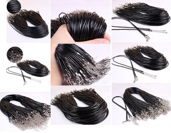 500pcs Black Leather Cord Necklace With Lobster Clasp Charms Jewelry DIY 2mm/1.5mm