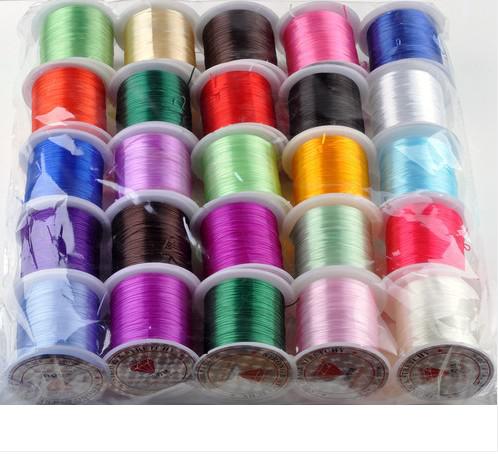 25 Roll Elastic Stretch Cord Thread Spool For Bracelets Necklace Jewelry Making 12m