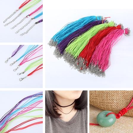 The 5 colors Chiffon ribbon cotton wax rope Necklace rope Ribbon Necklace DIY Originality jewelry accessory Necklace accessories CA528