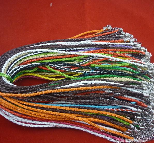 Multicolor Leather Rope Chain Necklace Cord DIY Jewelry 100Pcs Lot Woven Necklace SF2