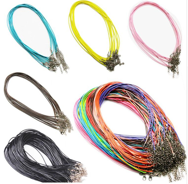 10PCS/lot 1.5 mm Leather Chains Necklace Bracelet Pendant Charms With Lobster Clasp DIY Jewelry Findings String Cord Necklaces