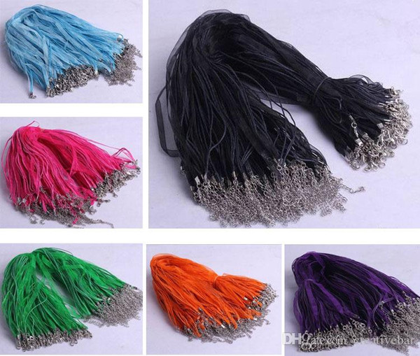 Organza Voile Ribbon Wax Neck Cord Necklaces Pendants Chains Wires 3+1 18