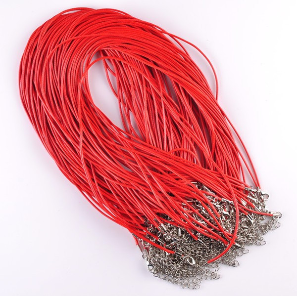 100pcs/lot,1.5mm Wax Leather Snake chains Beading Rope Wire 45+5cm Cord String Extender bracelet Chain Lobster Clasp DIY Rope for jewelry