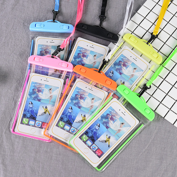 High quality PVC Waterproof Phone Case universal Cell Phone bag with lanyard Touch Screen Water Proof Underwater colored Mobile phone Pouch.