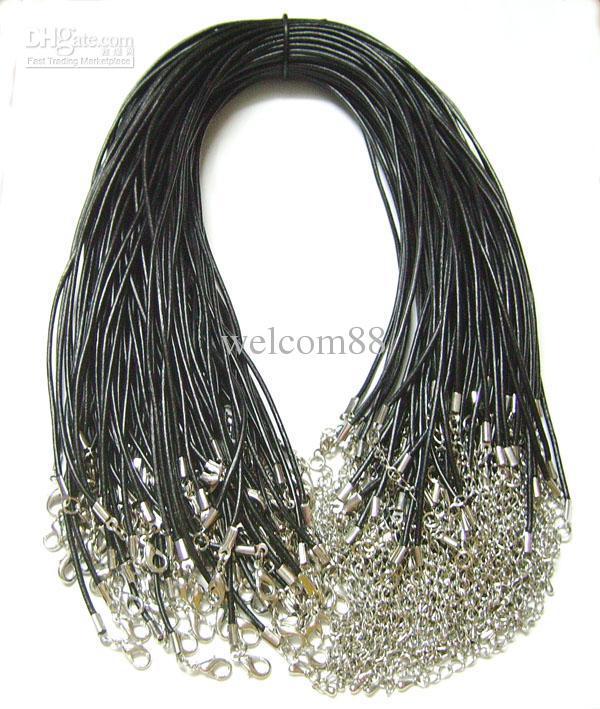 100pcs/lot Black 2mm Real Leather Necklace Cord For DIY Craft Fashion Jewelry Gift Free Shipping W2