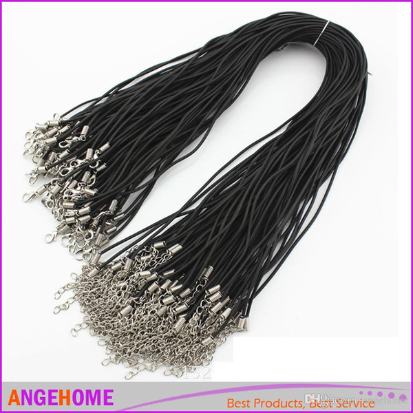 Black PU Leather Necklace Beading Cord String Rope Wire 45cm Extender Chain with Lobster Clasp DIY jewelry 1.8mm/2mmm/3mm