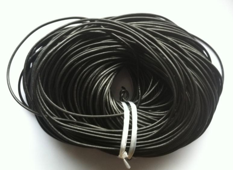 100 M/ROLL Length Black Round Real Leather Jewelry Cord 3mm