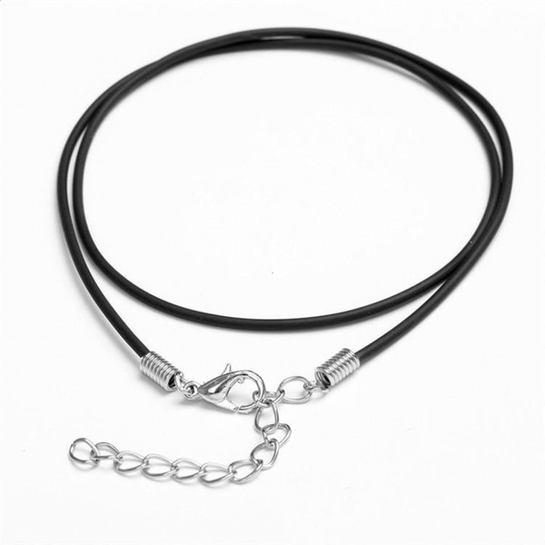 Cheap Black Wax Leather Snake Necklace Beading Cord String Rope Wire 47cm Extender Chain with Lobster Clasp DIY jewelry component