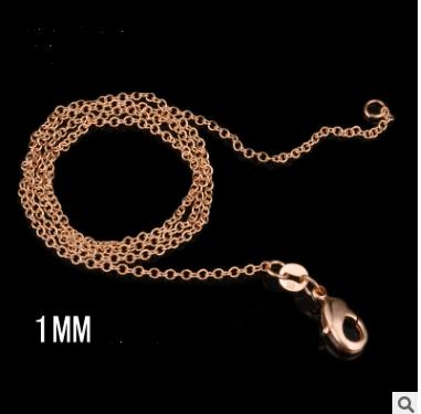 20pcs Fashion Women and Men 1mm Rose gold cross chain Necklace For High Quality Jewelry Chain