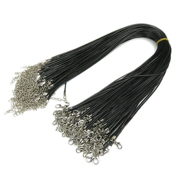 Best Price Black Wax Leather Snake Necklace Beading Cord String Rope Wire 45cm Extender Chain with Lobster Clasp DIY jewelry Making