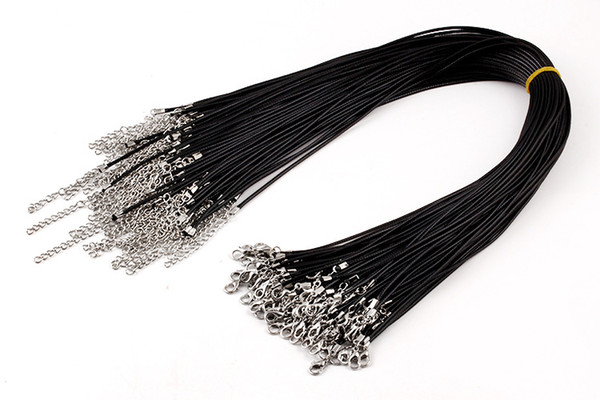 100PCS Cheap Black Wax Leather Snake Necklace Beading Cord String Rope Wire Chain with Lobster Clasp DIY jewelry component YD0053