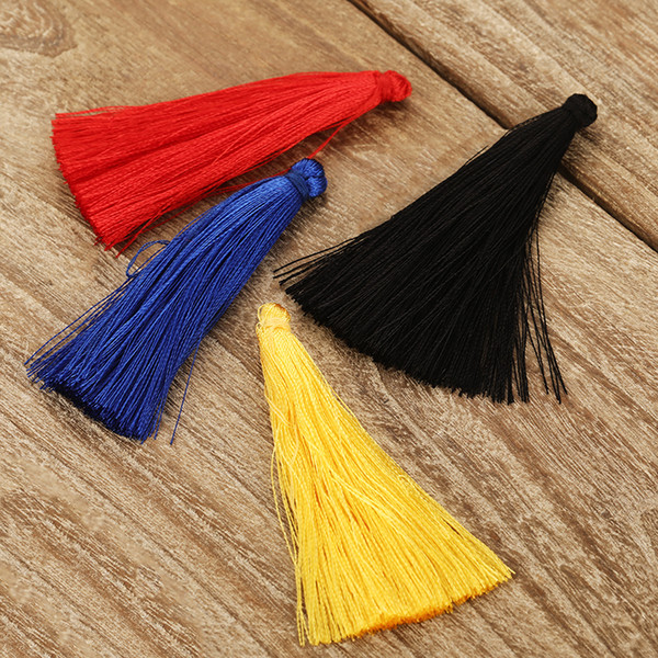 100pcs 6cm Long Multicolor Cotton Silk Tassel Brush for Earring Charm Pendant Satin Tassels Diy Jewelry Making Findings