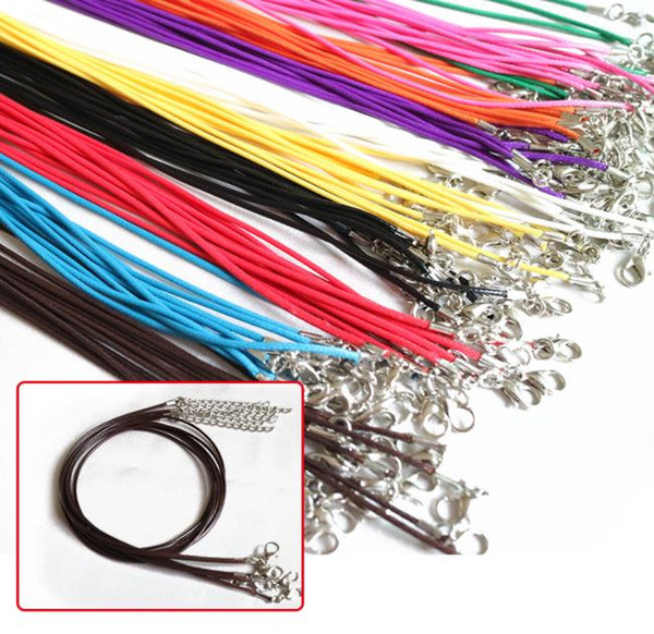 100pcs Wax Leather Beading Necklace Cord String Snake Rope Wire Extender Chain Lobster Clasp Fashion DIY jewelry Findings in Bulk 45cm+5cm